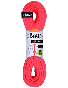 Corde d'escalade 3 normes - Joker 9.1mm Unicore Dry Cover Orange - Taille 70 m - Rouge - Beal - FashionsVida