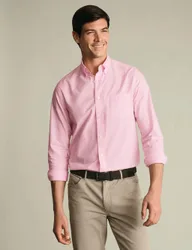 Slim Fit Easy Iron Pure Cotton Shirt Pink male