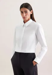 Klassische Bluse Uni Weiß XS