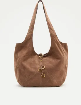 Bolso hobo de piel con charm metálico decorativo - Tintoretto - FashionsVida