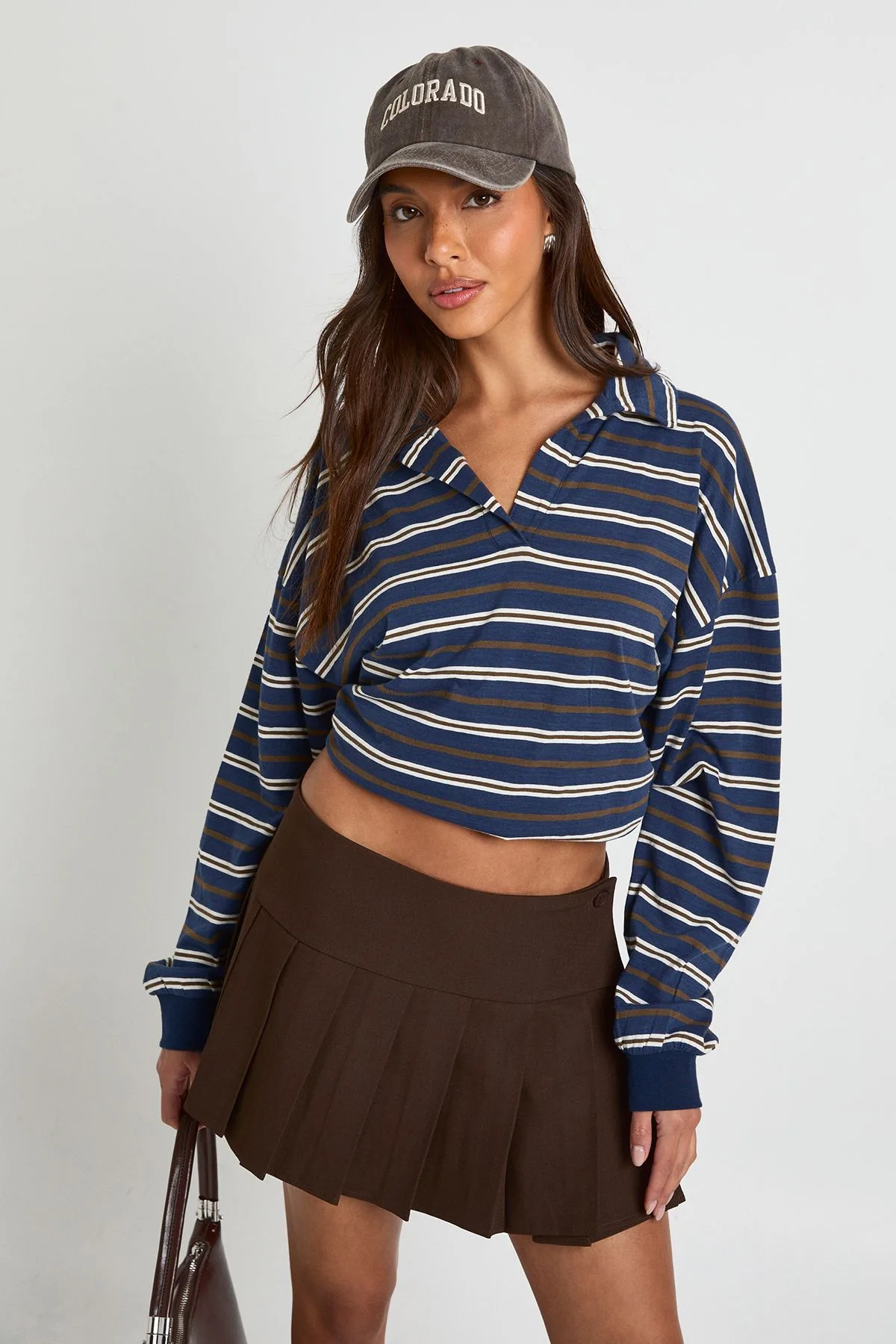 Womens Pleated Mini Skirt - Chocolate - Size 14 Uk - Boohoo - FashionsVida