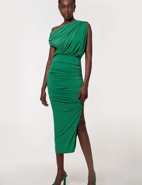 Womens Jersey Crepe Asymmetric Neckline Maxi Dress - Green - Size X-Small - Karen millen - FashionsVida
