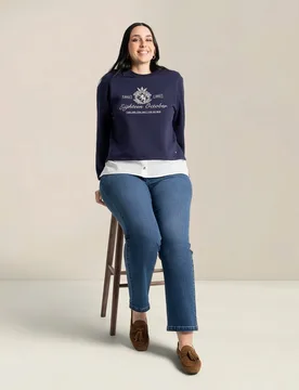 Sudadera con bordado delantero y faldon - October - FashionsVida