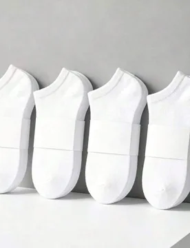 Pares de calcetines tipo barco de color blanco sólido para hombre, cómodos, absorbentes de sudor, transpirables e invisibles, unisex, adecuados para - Shein - FashionsVida