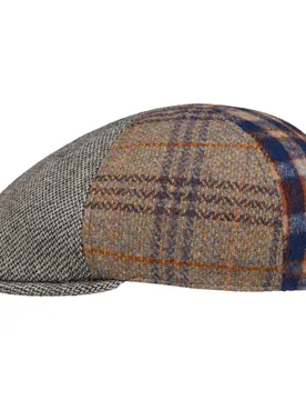Ganter Patchwork Flat Cap by - grey-blue - Size: S (55-56 cm) - Lipodo - FashionsVida