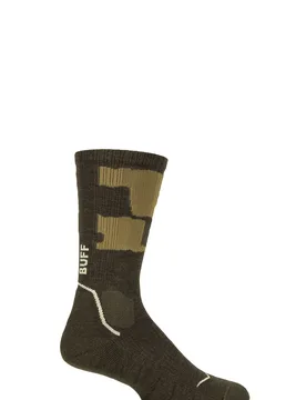 Mens and Womens 1 Pair BUFF Merino Midweight Hike Crew Length Socks Beetle Green S - Green - Size: Small - SockShop - FashionsVida