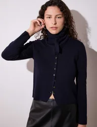Cotton Rich Crew Neck Cardigan Navy female