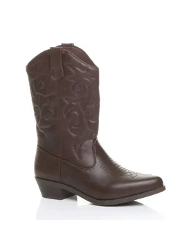 Women's Low Cuban Heel Embroidered Cowboy Western Boots in Brown Size: 4 - Brown - Size: 4 - Ajvani - FashionsVida