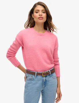 Superdry Damen Essential Pullover mit Rundhalsausschnitt Pink - Größe: 42 - 64.99 - FashionsVida