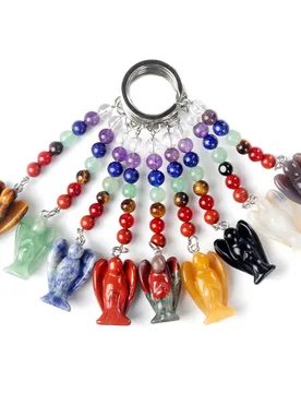 Natural Semi Precious Stones 7 Chakras Angel Shaped Reiki Healing Pendant Energy Keychain Exquisite Jewelry Backpack Accessories - Aliexpress - FashionsVida