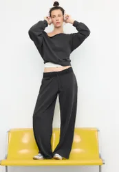 Gerade geschnittene Jogginghose im Used-Look Graumeliert S