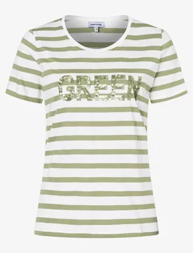 Shirt with Stripes and Artwork wit female - 42 - FashionsVida
