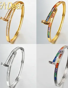 ZEADear Jewelry Unique Nail Head Cross Bangle Gold Silver Color Tennis Bracelet For Women Shiny Cubic Zirconia Hand Jewelry - Aliexpress - FashionsVida