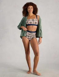 Printed High Waisted Bikini Bottoms Navy Mix female