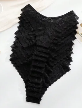 Piezas Bragas de bikini con ribete de encaje para mujer, ropa interior elegante y cómoda M - Shein - FashionsVida