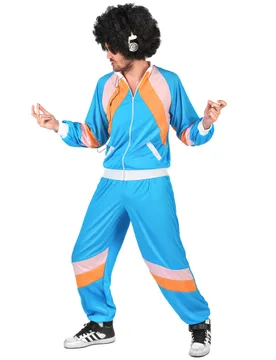 Retro-Jogger-Kostüm für Erwachsene blau-orange-rosa - KARNEVAL-MEGASTORE - FashionsVida