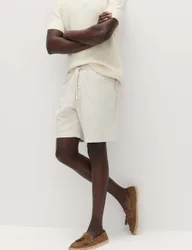 Cotton Linen Blend Stretch Shorts Stone Mix male