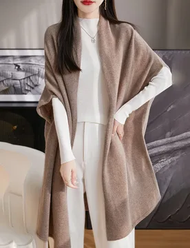 High end 100% pure wool shawl, paired with women's long fashionable cape, sweater, cardigan jacket autumn knitted cashmere shawl - Aliexpress - FashionsVida