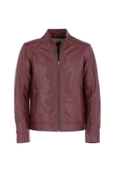 Alberto' Mens Biker Jacket - Burgundy - Size 3xl