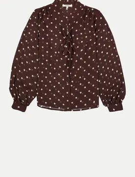 Gepunktete Chiffonbluse Braun L - Garcia - FashionsVida