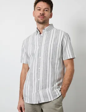 Men's White Striped Short Sleeve Shirt Size: 2XL - White - Size: 2XL - Debenhams - FashionsVida