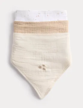 Pack Cotton Rich Patterned Bibs White unisex - M&S - FashionsVida