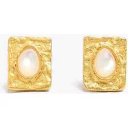 Pendientes de plata de ley bañado en oro de 18 k con perla decorativa