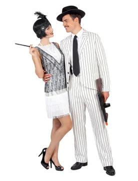 Charleston-Partnerkostüm Gangster Karneval schwarz-weiss - BCI - FashionsVida