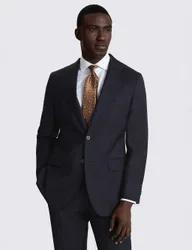 Tailored Fit Pure Wool Twill Suit Jacket Navy male