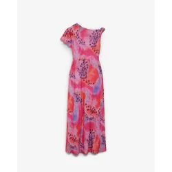 Vestido midi estampado en tejido satinado