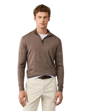 Pull à Demi-zip Hm7000205 Putty Beige M - Hackett - FashionsVida