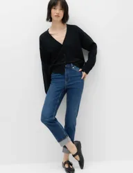 Harper High Waisted Cigarette Cropped Jeans Medium Indigo female