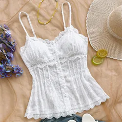 Camisola de encaje blanco talla grande para mujer 0XL