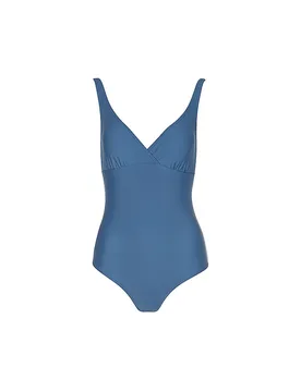 Bañador de mujer con cuello en V azul oscuro 38 - DARLING HARBOUR - FashionsVida