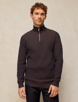 Pure Cotton Half Zip Funnel Neck Jumper Brown male - White stuff - FashionsVida