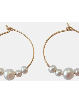 Pendientes de aro Essential Gold de oro y perlas - El Corte Inglés - FashionsVida