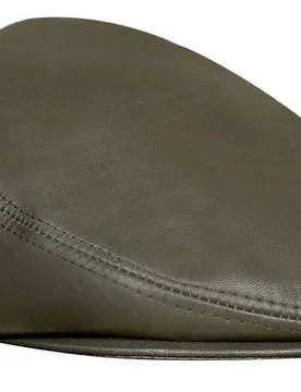 Unisex Leather Peaky Blinders Newsboy Flat Hat in Olive Size: XL - Olive - Size: XL - Infinity Leather - FashionsVida