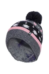 Womens Thermal Striped Winter Pom Hat - - Size: ONESIZE