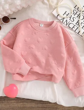 Sudadera holgada de cuello redondo de manga larga con textura acolchada de punto blanco casual para niñas, adecuada para deportes, ocio y uso diario - Shein - FashionsVida