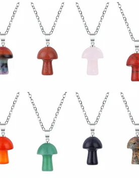 Mushroom Gemstone Necklace For Women Men Natural Healing Chakra Quartz Crystal Rock Charm Pendant Choker Jewelry - Aliexpress - FashionsVida