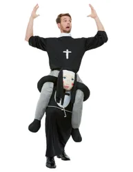 Nonne-Huckepack-Kostüm Faschingskostüm schwarz-grau