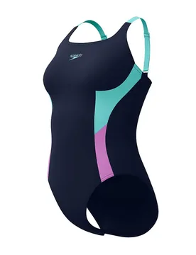Shaping Solid Splice Swimsuit True Navy UK 42 Women - Speedo - FashionsVida