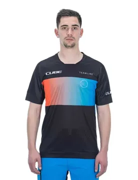 Maglia Da Enduro A Maniche Corte Teamline Black / Blue / Red - CUBE - FashionsVida
