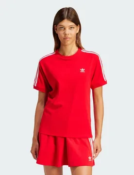 Stripes Damen T-Shirts - Rot - Größe 32/XXS - Baumwoll-Jersey Red 32/XXS - Adidas - FashionsVida