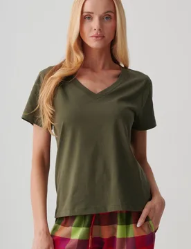 Womens 100% Organic Cotton V-Neck T-Shirt - - Size: XL - British Boxers - FashionsVida