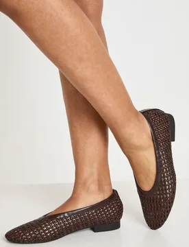 Womens Woven Ballet Flats - Brown - Size Uk 3 - Boohoo - FashionsVida