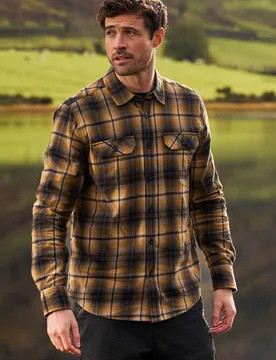 Trace Mens Flannel Long Sleeve Shirt - Yellow - Yellow - Size: XXS - Mountain Warehouse - FashionsVida