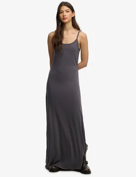Superdry Damen Maxi-jerseyträgerkleid Dark Grey - Größe: 42 - 49.99 - FashionsVida