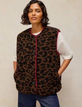 Borg Animal Print Gilet Natural Mix female - White stuff - FashionsVida