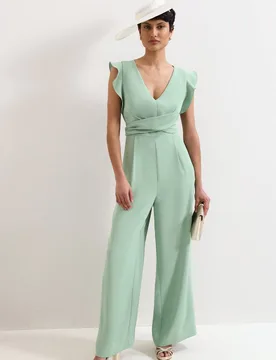 Women's Ayla V-Neck Wide Leg Jumpsuit in Mint Size: 16 - Mint - Size: 16 - Phase Eight - FashionsVida